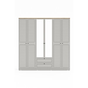 Taiga 6 Kapaklı 2 Çekmeceli Gardırop