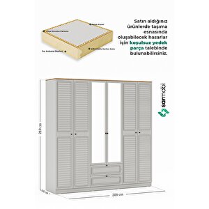 Taiga 6 Kapaklı 2 Çekmeceli Gardırop