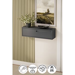 Duvara Monte Dresuar 2 Bölmeli Dresuar Kapaklı Konsol 70 Cm Antre Hol Yağmur Antrasit