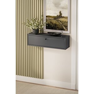 Duvara Monte Dresuar 2 Bölmeli Dresuar Kapaklı Konsol 70 Cm Antre Hol Yağmur Antrasit