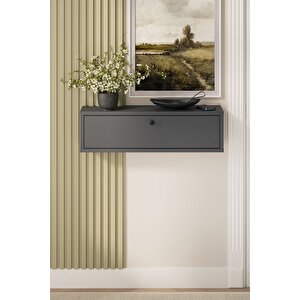 Duvara Monte Dresuar 2 Bölmeli Dresuar Kapaklı Konsol 70 Cm Antre Hol Yağmur Antrasit