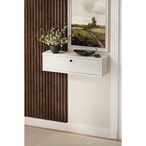Duvara Monte Dresuar 2 Bölmeli Dresuar Kapaklı Konsol 70 Cm Antre Hol Yağmur Beyaz