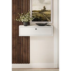 Duvara Monte Dresuar 2 Bölmeli Dresuar Kapaklı Konsol 70 Cm Antre Hol Yağmur Beyaz