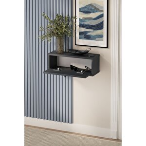 Duvara Monte Dresuar 2 Bölmeli Dresuar Kapaklı Konsol 50 Cm Antre Hol Duru Antrasit