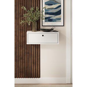 Duvara Monte Dresuar 2 Bölmeli Dresuar Kapaklı Konsol 50 Cm Antre Hol Duru Beyaz