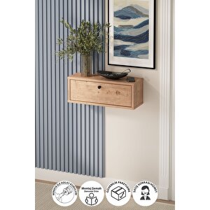 Duvara Monte Dresuar 2 Bölmeli Dresuar Kapaklı Konsol 50 Cm Antre Hol Duru Çam