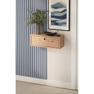 Duvara Monte Dresuar 2 Bölmeli Dresuar Kapaklı Konsol 50 Cm Antre Hol Duru Çam