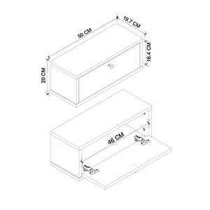 Duvara Monte Dresuar 2 Bölmeli Dresuar Kapaklı Konsol 50 Cm Antre Hol Duru Çam