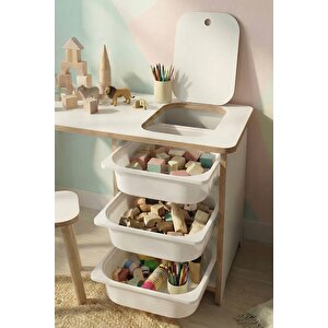 Çocuk Çalışma Masası Oyun Masası Etkinlik Masası Aktivite Masası Seti 1 Masa + 1 Tabure Beyaz