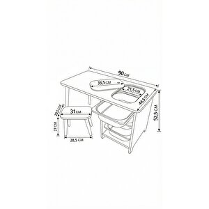 Çocuk Çalışma Masası Oyun Masası Etkinlik Masası Aktivite Masası Seti 1 Masa + 1 Tabure Beyaz
