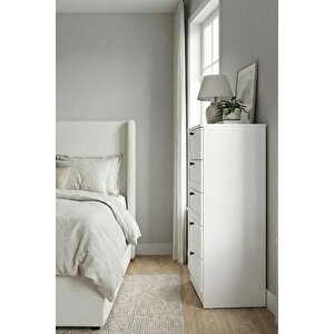 Terra 5 Çekmeceli Şifonyer , Çamaşırlık Yatak Odası Bebek Odası Beyaz