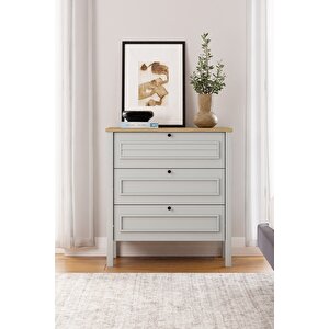 Taiga 3 Çekmeceli Şifonyer , Çamaşırlık Yatak Odası Bebek Odası Gri