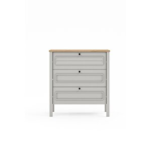 Taiga 3 Çekmeceli Şifonyer , Çamaşırlık Yatak Odası Bebek Odası Gri