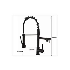 Lüks Rose Gold & Mat Siyah Endüstriyel Mutfak Bataryası - Spiralli Ve Çift Çıkışlı Eviye Musluk