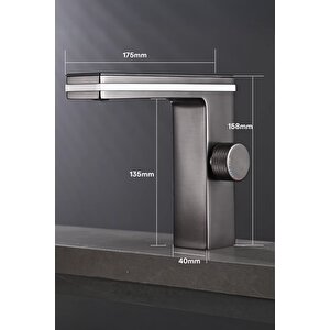 Premium Dijital Ekranlı Şelale Akışlı Lavabo Bataryası - Isıya Duyarlı Led Renk Değiştiren Musluk