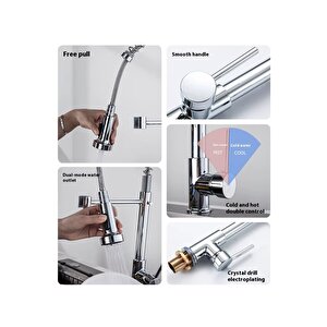 Endüstriyel Tasarım Tek Kollu Mutfak Bataryası - Krom Kaplama Spiralli Eviye Bataryası