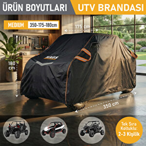 Haegs Utv Brandası, Utv Koruma Kılıfı, Örtüsü,  2-3 Kişilik Utv Için (m-350-175-180cm) Gri