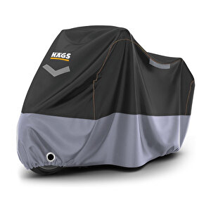 Haegs Motosiklet Brandası, Motor Kılıfı, Rüzgar, Toz Geçirmez, Motor Scooter Garaj Brandası, Kışa Dayanıklı (l:220x95x125 Cm) - Siyah-gri