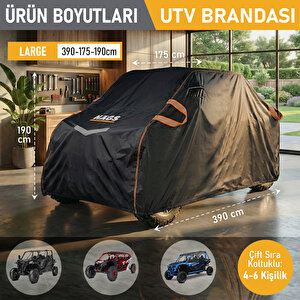 Haegs Utv Brandası, Utv Koruma Kılıfı, Çift Sıra Koltuklu 4-6 Kişilik Utv Için (l-390-175-190cm) Siyah