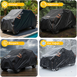 Haegs Utv Brandası, Utv Koruma Kılıfı, Çift Sıra Koltuklu 4-6 Kişilik Utv Için (l-390-175-190cm) Siyah