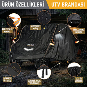 Haegs Utv Brandası, Utv Koruma Kılıfı, Örtüsü,  2-3 Kişilik Utv Için (m-350-175-180cm) Siyah