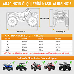 Haegs Atv Brandası, Atv Koruma Kılıfı, Örtüsü Su Geçirmez Dış Mekan Ağır Hizmet Tipi, 4 Mevsim (xl-210-120-115cm) - Siyah - Gri