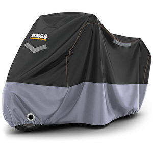 Haegs Motosiklet Brandası, Motor Kılıfı, Rüzgar, Toz Geçirmez, Motor Garaj Brandası, Kışa Dayanıklı (xxl:265x105x125 Cm) - Siyah -gri