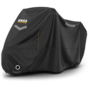 Haegs Motosiklet Brandası, Motor Kılıfı, Rüzgar, Toz Geçirmez, Motor Garaj Brandası, Kışa Dayanıklı (xxl:265x105x125 Cm) - Siyah