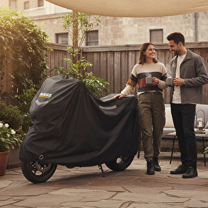 Haegs Motosiklet Brandası, Motor Kılıfı, Rüzgar, Toz Geçirmez, Motor Garaj Brandası, Kışa Dayanıklı (xxl:265x105x125 Cm) - Siyah