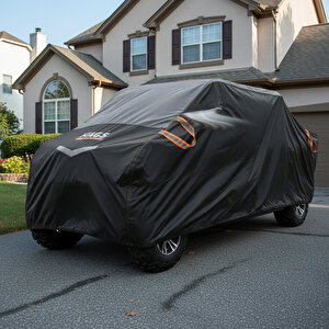 Haegs Utv Brandası, Utv Koruma Kılıfı, Çift Sıra Koltuklu 4-6 Kişilik Plus Utv Için (xl-420-175-190cm) Siyah - Gri