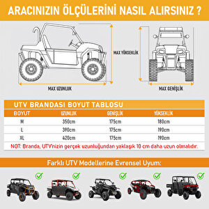 Haegs Utv Brandası, Utv Koruma Kılıfı, Çift Sıra Koltuklu 4-6 Kişilik Plus Utv Için (xl-420-175-190cm) Siyah - Gri
