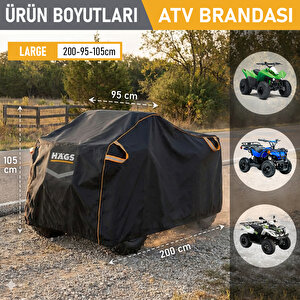 Haegs Atv Brandası, Atv Koruma Kılıfı, Örtüsü Su Geçirmez Dış Mekan Ağır Hizmet Tipi, 4 Mevsim (l-200-95-105cm) - Siyah - Gri