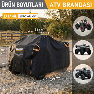 Haegs Atv Brandası, Atv Koruma Kılıfı, Örtüsü Su Geçirmez Dış Mekan Ağır Hizmet Tipi, 4 Mevsim (xxl-220-95-105) - Gri