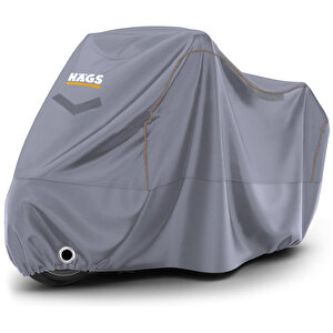 Haegs Motosiklet Brandası, Motor Kılıfı, Rüzgar, Toz Geçirmez, Motor Garaj Brandası, Kışa Dayanıklı (xxl:265x105x125 Cm) - Gri