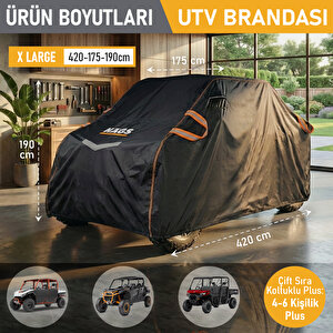 Haegs Utv Brandası, Utv Koruma Kılıfı, Çift Sıra Koltuklu 4-6 Kişilik Plus Utv Için (xl-420-175-190cm) Siyah