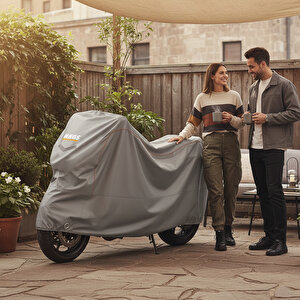 Haegs Motosiklet Brandası, Motor Kılıfı, Rüzgar, Toz Geçirmez, Motor Garaj Brandası, Kışa Dayanıklı (xl:245x95x125 Cm) - Gri