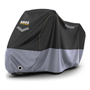 Haegs Motosiklet Brandası, Motor Kılıfı, Rüzgar, Toz Geçirmez, Motor Garaj Brandası, Kışa Dayanıklı (xl:245x95x125 Cm) - Siyah - Gri