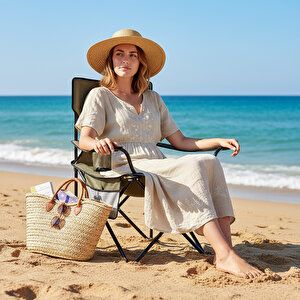 Haegs Kamp Sandalyesi, Outdoor, Plaj Ve Piknik Için Katlanır Kamp Sandalyesi,g Taşıma Kapasiteli, Standart Boy - Turuncu