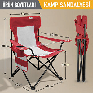 Haegs Kamp Sandalyesi, Outdoor, Plaj Ve Piknik Için Katlanır Kamp Sandalyesi,g Taşıma Kapasiteli, Standart Boy - Kırmızı