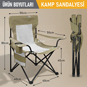 Haegs Kamp Sandalyesi, Outdoor, Plaj Ve Piknik Için Katlanır Kamp Sandalyesi,g Taşıma Kapasiteli, Standart Boy - Yeşil