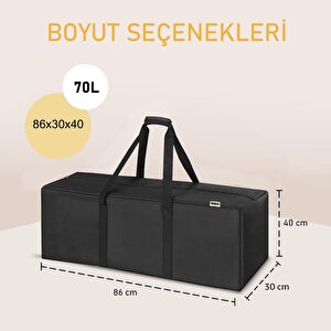 Haegs Taşıma Çantası, Fermuarlı Dayanıklı Seyahat Spor Hurç, Valiz, 70l (60 X 30 X 30 Cm) - Siyah