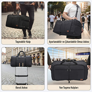 Haegs Katlanabilir Seyahat Çantası, Bavul Katlanır Hurç Çanta 100l - Siyah