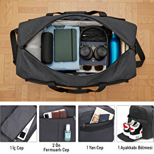 Haegs Katlanabilir Seyahat Çantası, Bavul Katlanır Hurç Çanta 100l - Siyah