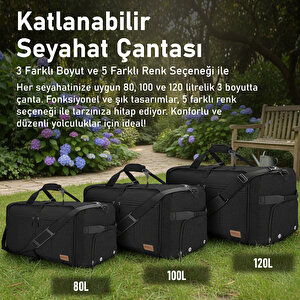 Haegs Katlanabilir Seyahat Çantası, Bavul Katlanır Hurç Çanta 100l - Siyah