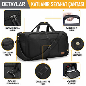 Haegs Katlanabilir Seyahat Çantası, Bavul Katlanır Hurç Çanta 100l - Lacivert