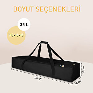 Haegs Taşıma Çantası, İnce Uzun Çok Amaçlı Alet Tripod Olta Çantası, Fermuarlı Dayanıklı 35l (115 X 18 X 18 Cm) Siyah