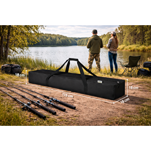 Haegs Taşıma Çantası, İnce Uzun Çok Amaçlı Alet Tripod Olta Çantası, Fermuarlı Dayanıklı 35l (115 X 18 X 18 Cm) Siyah