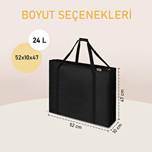 Haegs Taşıma Çantası, İnce Yassı Çok Amaçlı, Kamp Masası Çantası, Fermuarlı Dayanıklı Saklama Çantası, 24l (52 X 10 X 47 Cm) Siyah