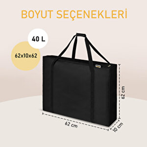 Haegs Taşıma Çantası, İnce Yassı Çok Amaçlı, Kamp Masası Çantası, Fermuarlı Dayanıklı Saklama Çantası, 40l (62 X 10 X 62 Cm) Siyah