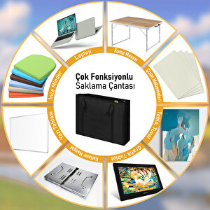 Haegs Taşıma Çantası, İnce Yassı Çok Amaçlı, Kamp Masası Çantası, Fermuarlı Dayanıklı Saklama Çantası, 40l (62 X 10 X 62 Cm) Siyah